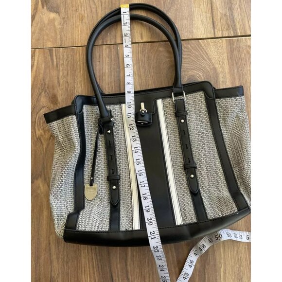 Vintage London Fog Medium Tote Black Gray Women's Handbag - Picture 5 of 6